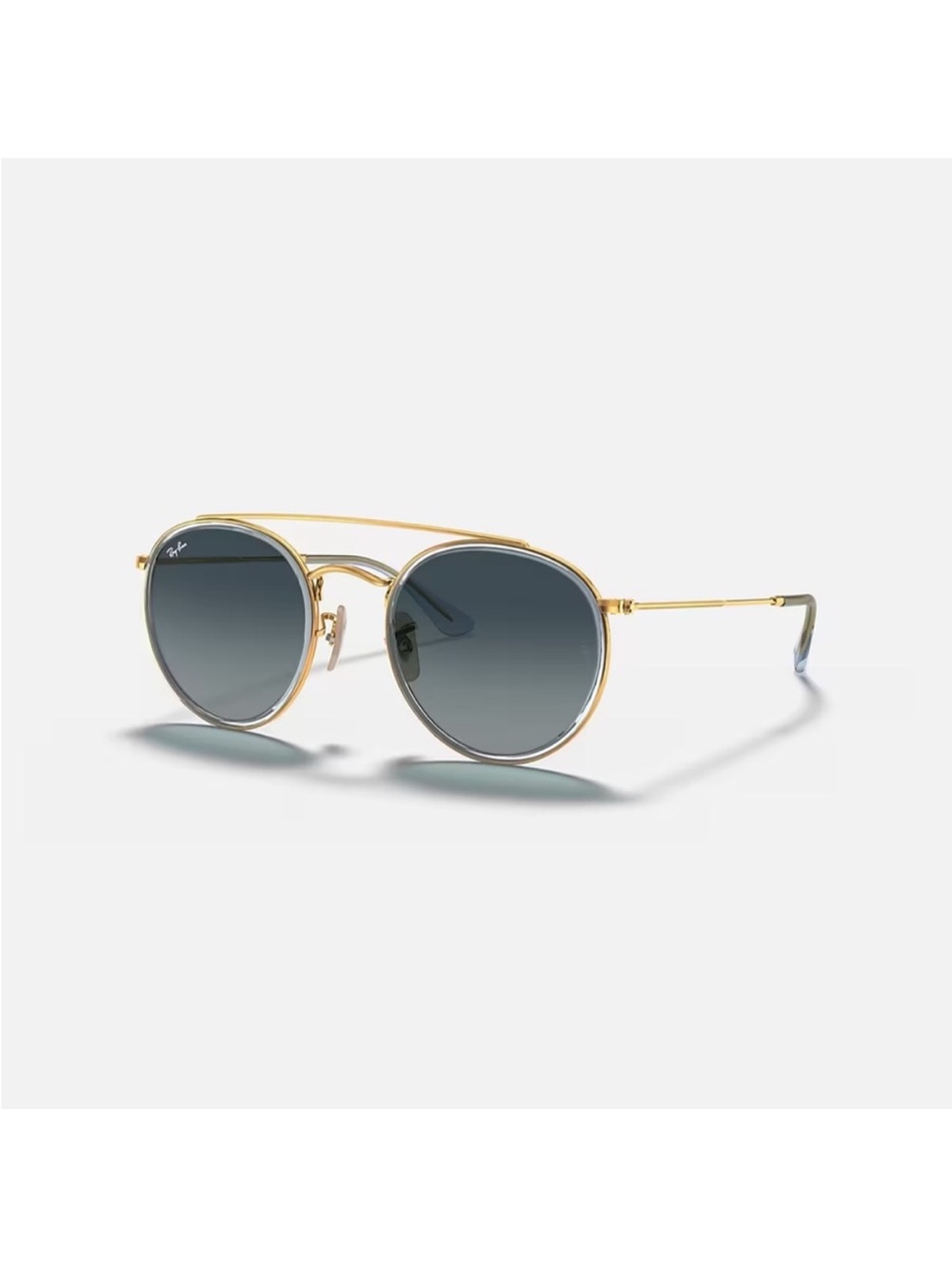 Ray-Ban Gold Frame Blue Gradient Lens Round Aviator Sunglasses